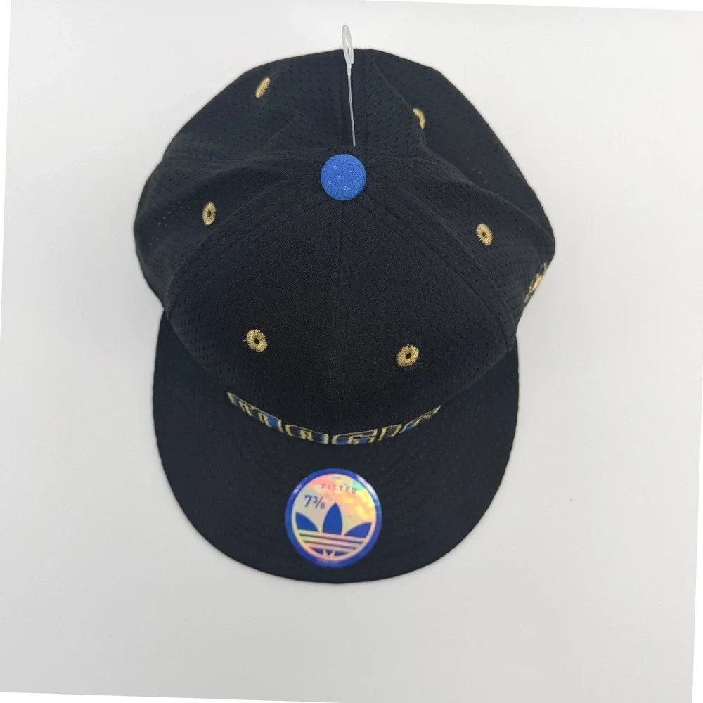 Adidas Orlando Magic Hat Mens 7 3/8 Black NBA Fitted Mesh Flat Brim Cap Retro